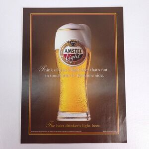 Vintage Amstel Light Beer Print Ad Bar Advertising Mancave Collector Decor Promo